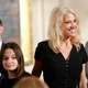 Kellyanne Conway and her daughter Claudia take their seats at the Women’s Empowerment Panel, Wednesday, March 29, 2017, at the White House.
